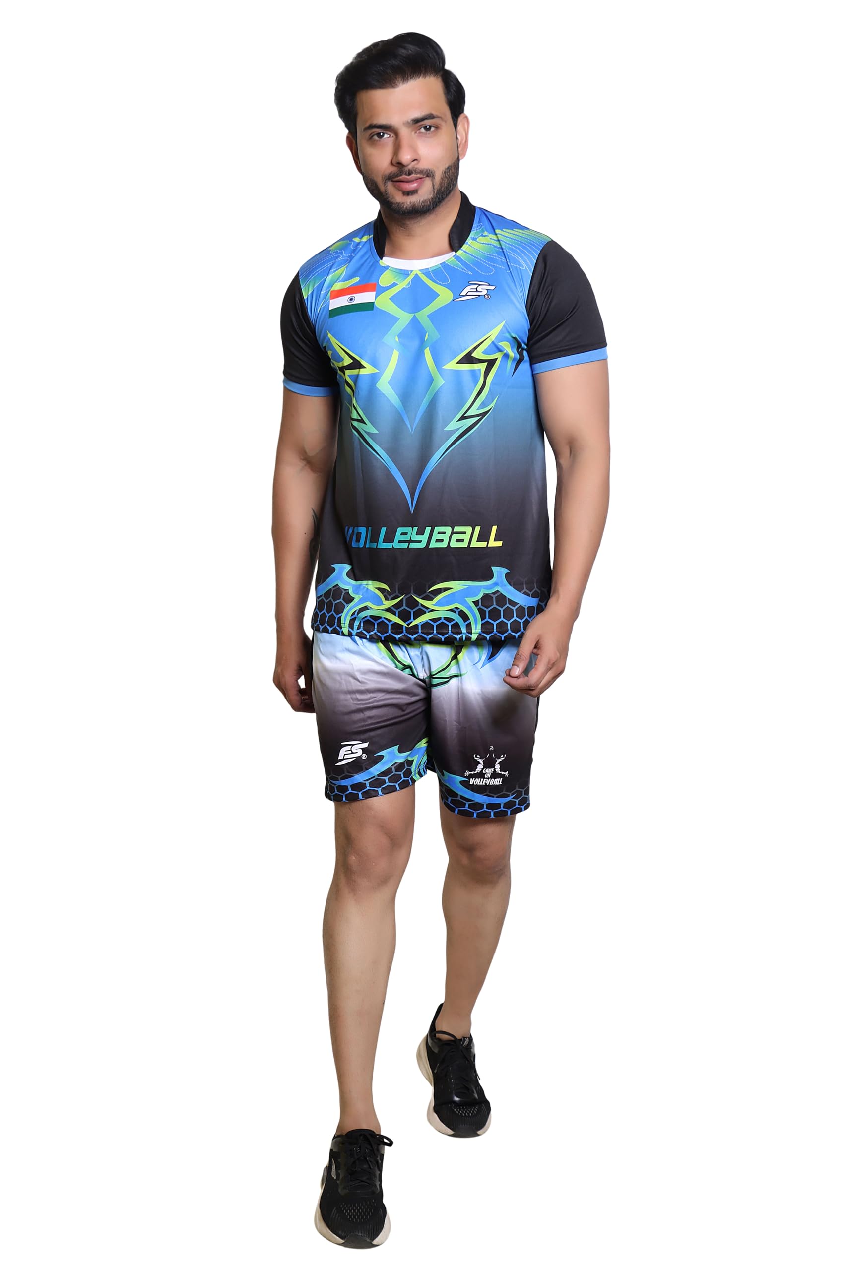 FS Volleyball Jersey Set for Boys| Volleyball T Shirts Blue and Black Drifit Fabric |Volleyball kit-image-20
