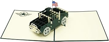 WOWPAPERART Humvee 3D Pop Up Greeting Card Birthday Veterans Fathers Day