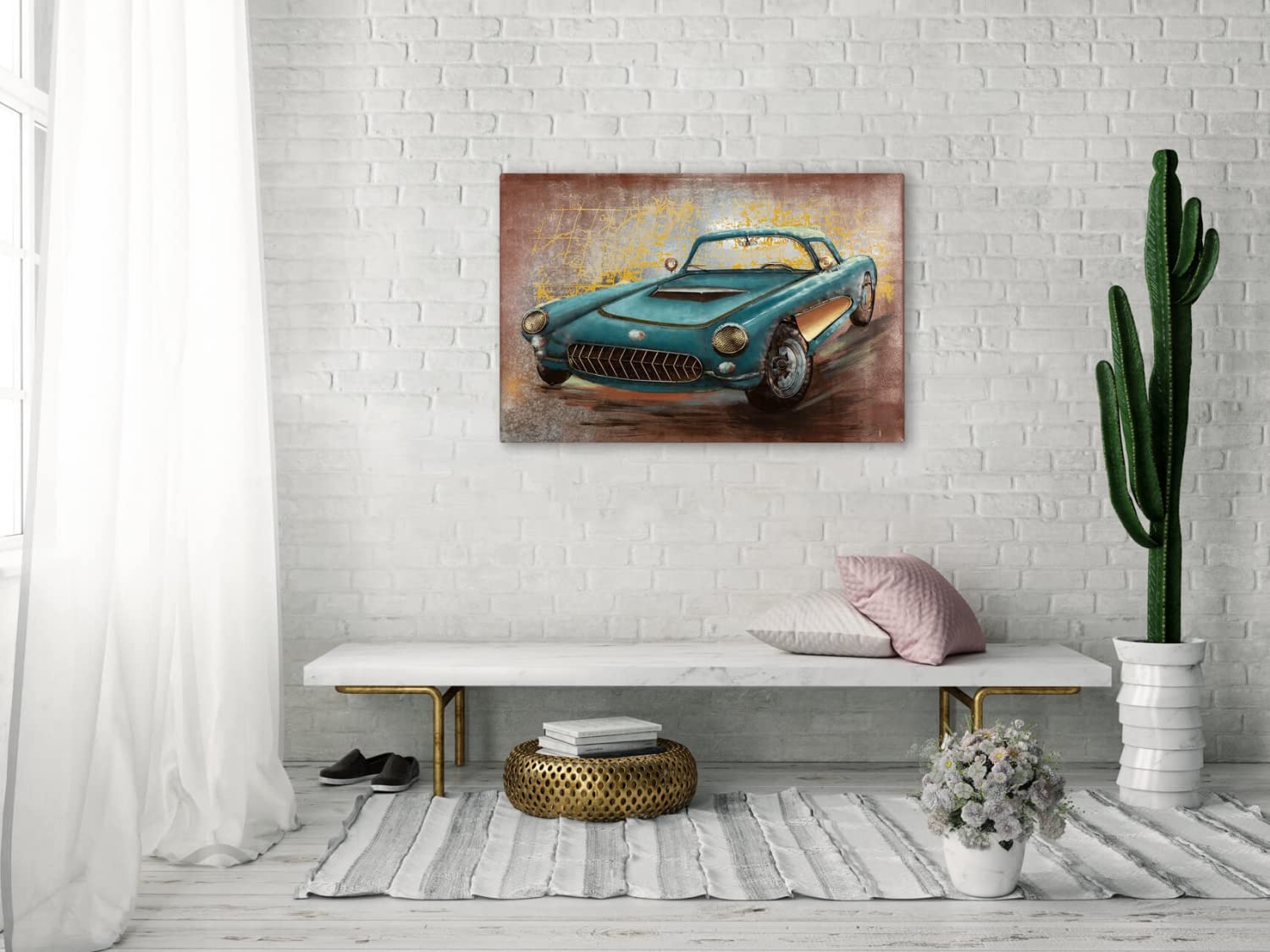 KunstLoft 3D Metallbild 'Schönstes Gefühl' – Handgefertigtes Wandbild 90x60x4cm, Grau-Rot, Für Wohnzimmer