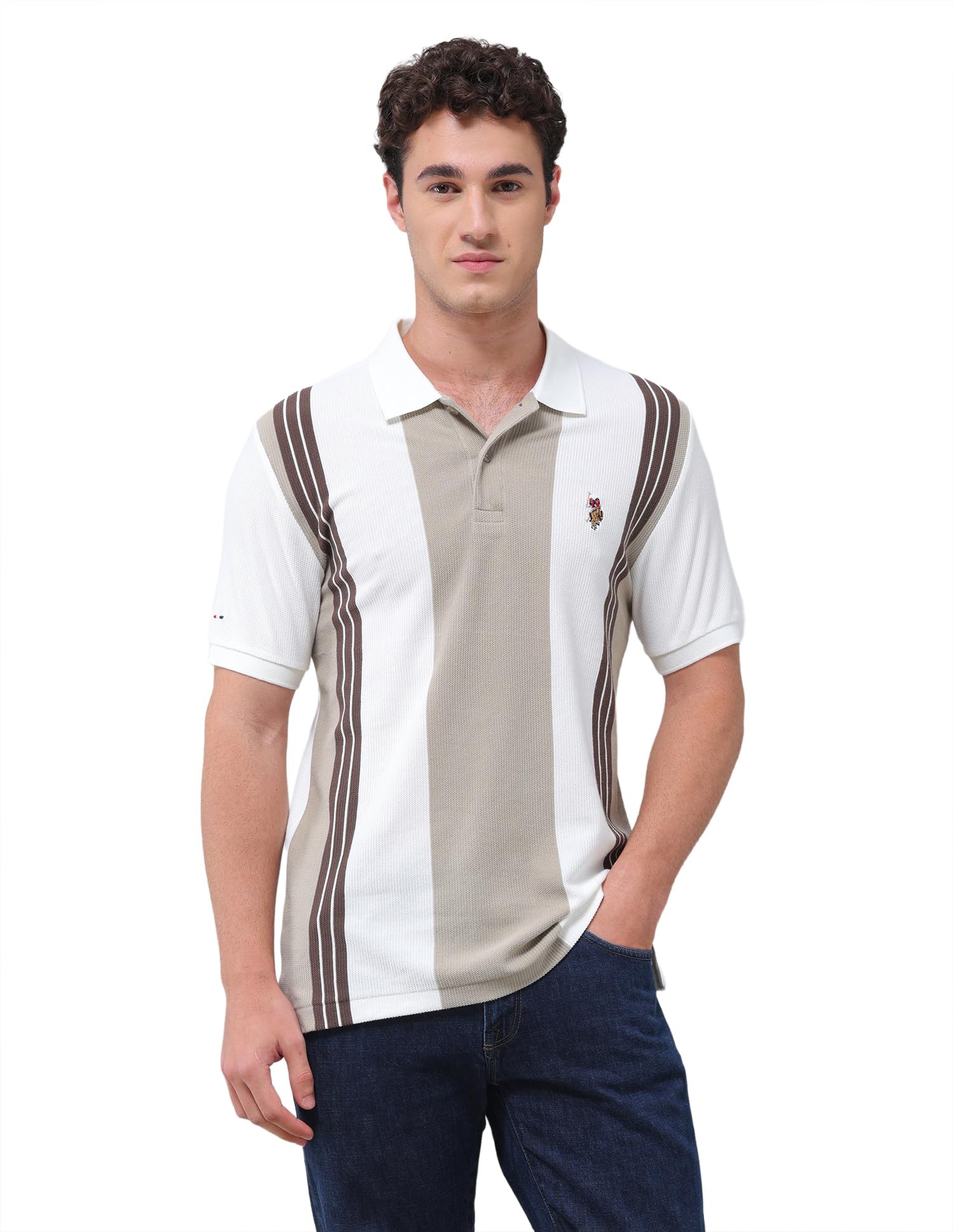 u.s. polo assn. denim co. Men's Colourblocked Slim Fit Polo Shirt-picture-37