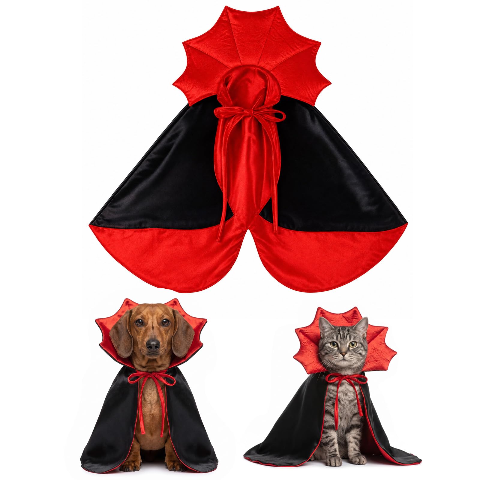Halloween Small Dog Cats Costume for Party Vampire Cape Red Pet Cloak