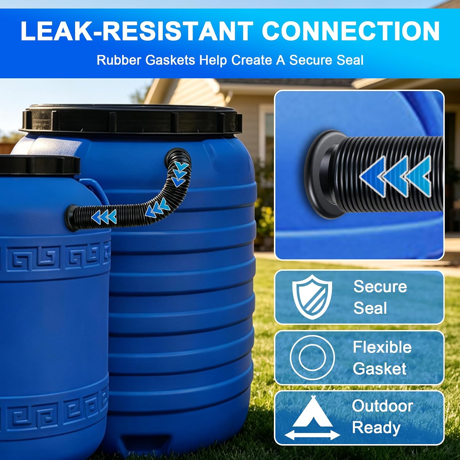 Rain Barrel Connector Kit, Overflow Diverter for Rainwater Barrel Linking