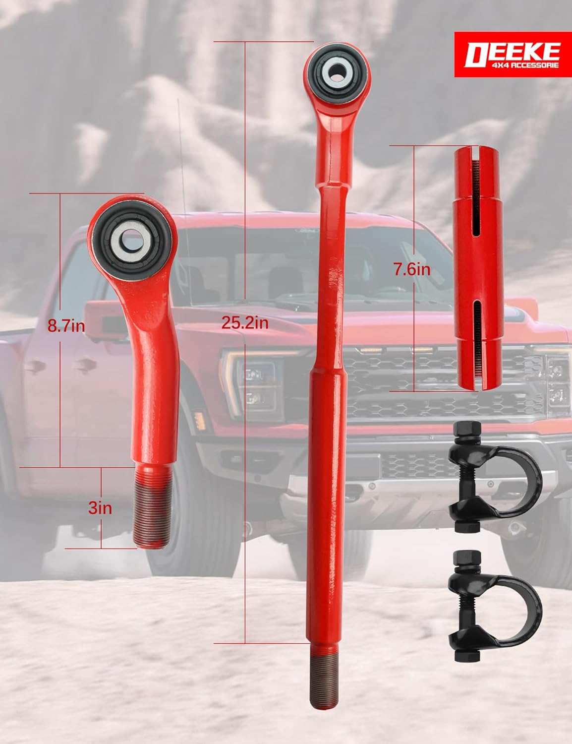 Forged Front Adjustable Track Bar for 0-5" Lift - Compatible with 2014-2024 Ram 2500 4WD-31004（Red）