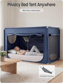 ANC POP Portable Bed Tent, Blackout Privacy Canopy with 3 Doors & Breathable Mesh, Large Space for Adults, Indoor Sleeping Shelter for Dorms/Shared Rooms