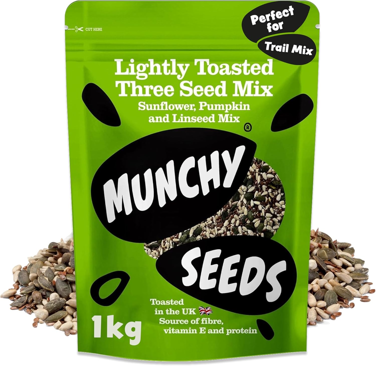 Lightly Toasted 3 Seed Mix, Pumpkin Seeds, Sunflower Seeds & Flaxseed, 1kg