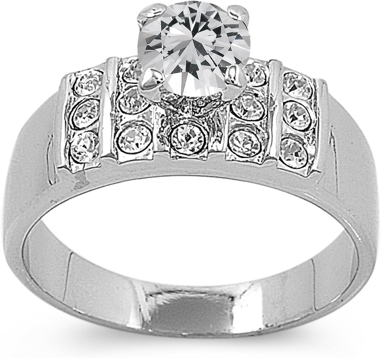 CHOOSE YOUR COLOR Sterling Silver Round Solitaire Ring