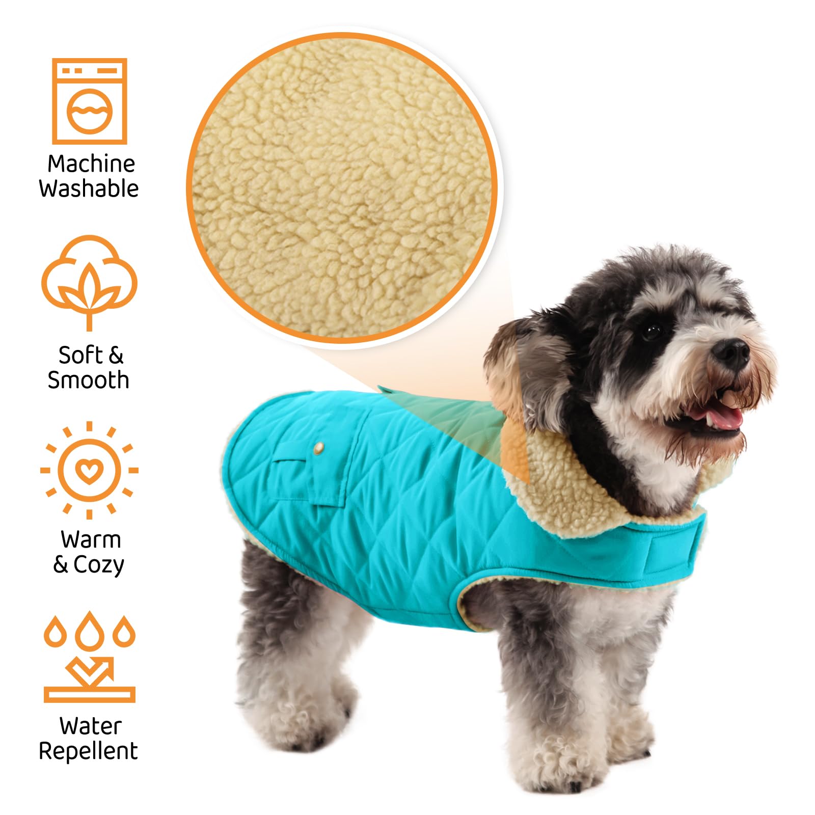 Queenmore Cappotto caldo per cani, piumino per cani, per la stagione fredda, trapuntatura, invernale, ultra spesso, foderato in pile felpato, vestiti per animali domestici, con tasche portaoggetti