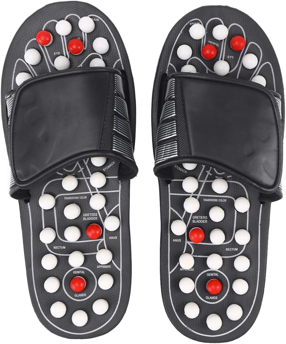 Milisten Foot Massage Slippers for Men Women with Therapeutic Acupressure Balls Adjustable Tai Gossip Design Reflexology Sandals for Plantar Fasciitis and Foot Relaxation Size 10.62X4.33X1.37 Inch