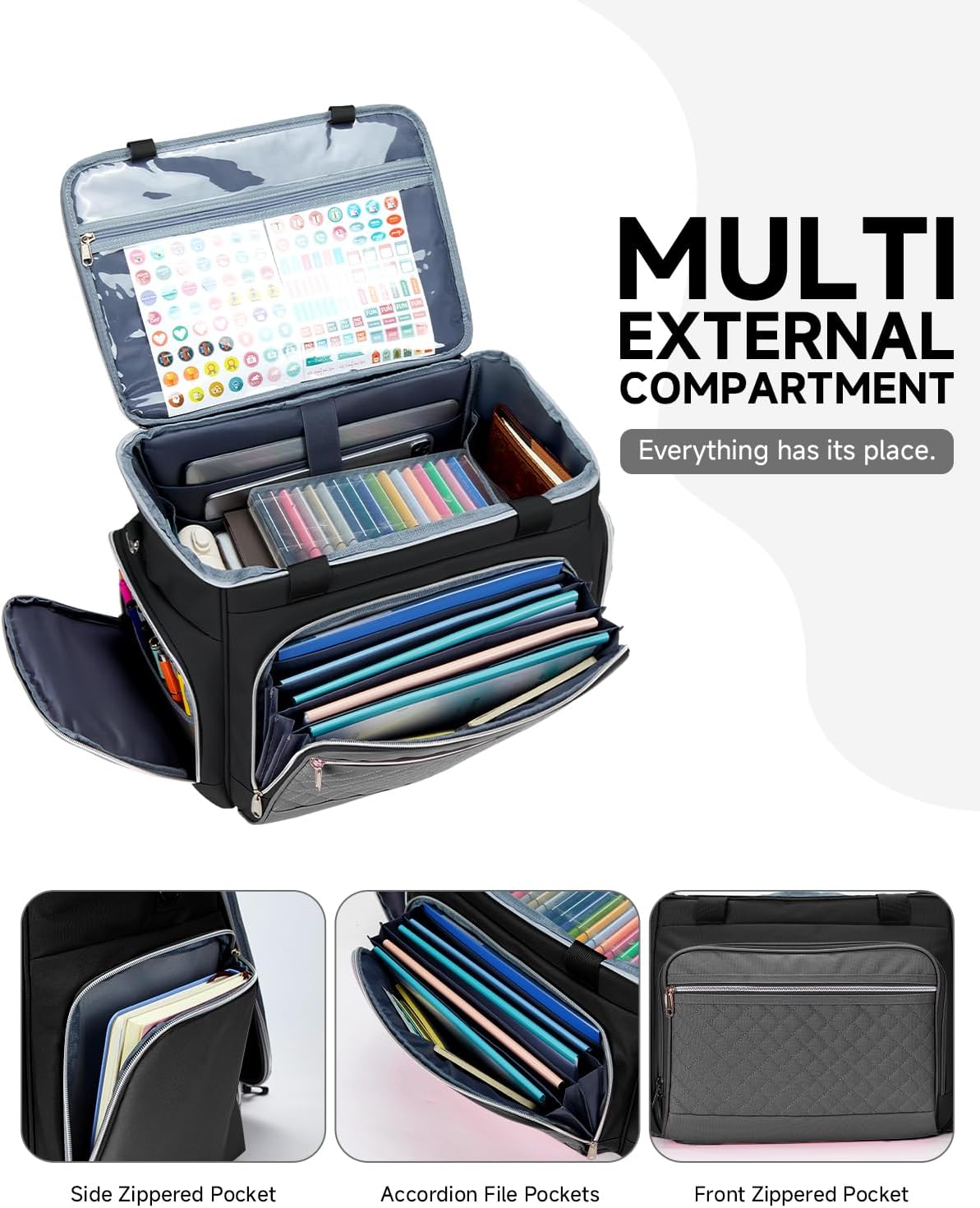 2025 Rolling Teacher Tote Bag with Accordion File Organizer - Image 4