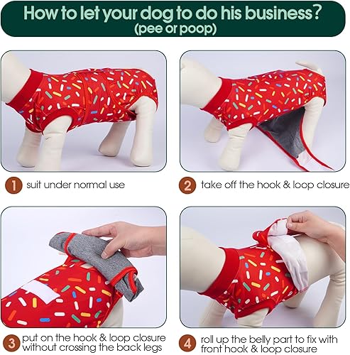 Miniatura 12 de Kuoser Traje de cirugía para perro, cómodo traje de recuperación para perros, mameluco protector posoperatorio, alternativa suave al cuello E