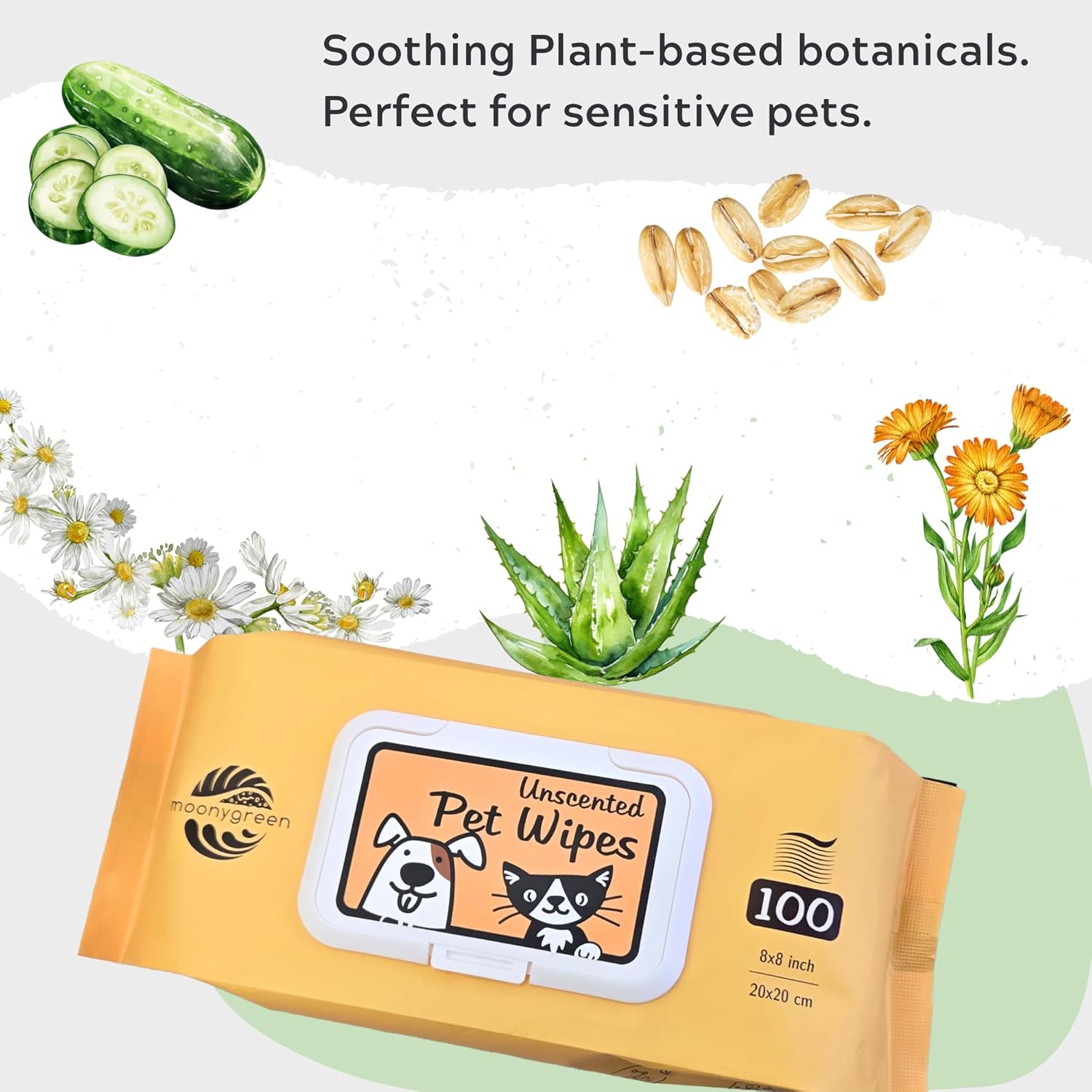 Pet Wipes for Dogs & Cats – Hypoallergenic & Gentle – with Aloe, Oat Extract, Chamomilla, Cucumber, Calendula & Vitamin E – for Cleaning Paws, Face & Body – Unscented – 400 Count