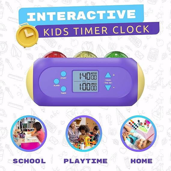 Visual Timer for Kids, Interactive Light and Sound Visual Timer for Classroom with Red, Yellow, and Green Lights, Engaging Timer for Kids, for Teachers, or Holiday Present