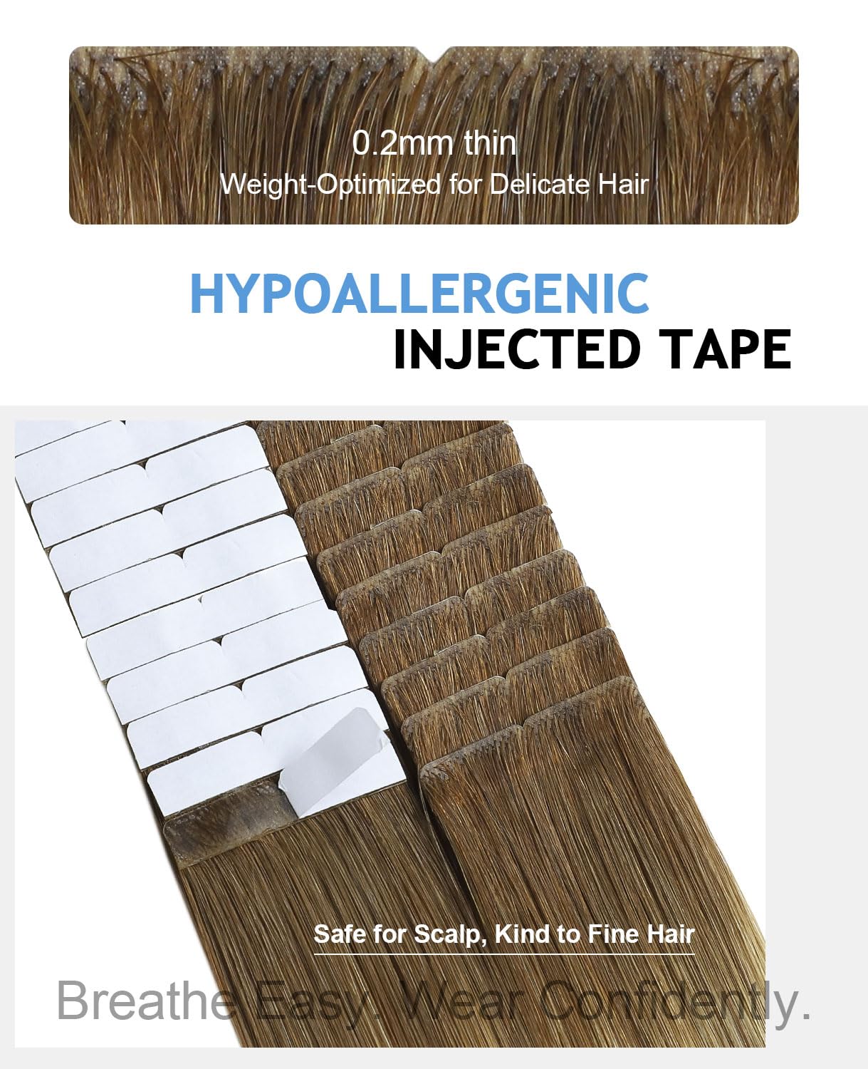 COOKAYU Invisi Edge Tape in Extensions Human Hair 20Inch 55g 20pcs/pack Walnut Brown to Ash Brown and Blonde Thick Seamless Injected invisible Tape in Hair Extensions