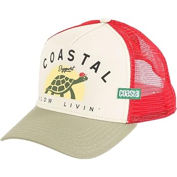 Coastal Trucker Caps Baseball Cap Adjustable Snapback Closure Mesh Surfing Summer Beach