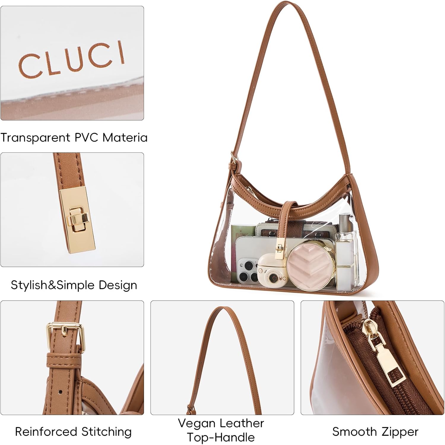 CLUCI Shoulder Bag for Women, Purses for Women, Handbag Hobo Bags Vegan Leather Crossbody Purse with Adjustable Strap - Image 4