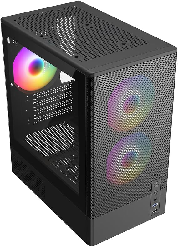 CiT F3 Gaming PC Case Micro ATX, Mesh MATX Computer Case with 3 ARGB Fans