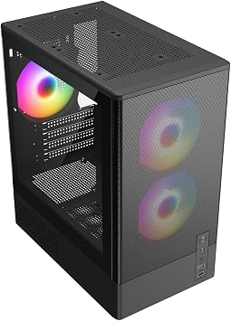 CiT F3 Gaming PC Case Micro ATX, Mesh MATX Computer Case with 3 ARGB Fans