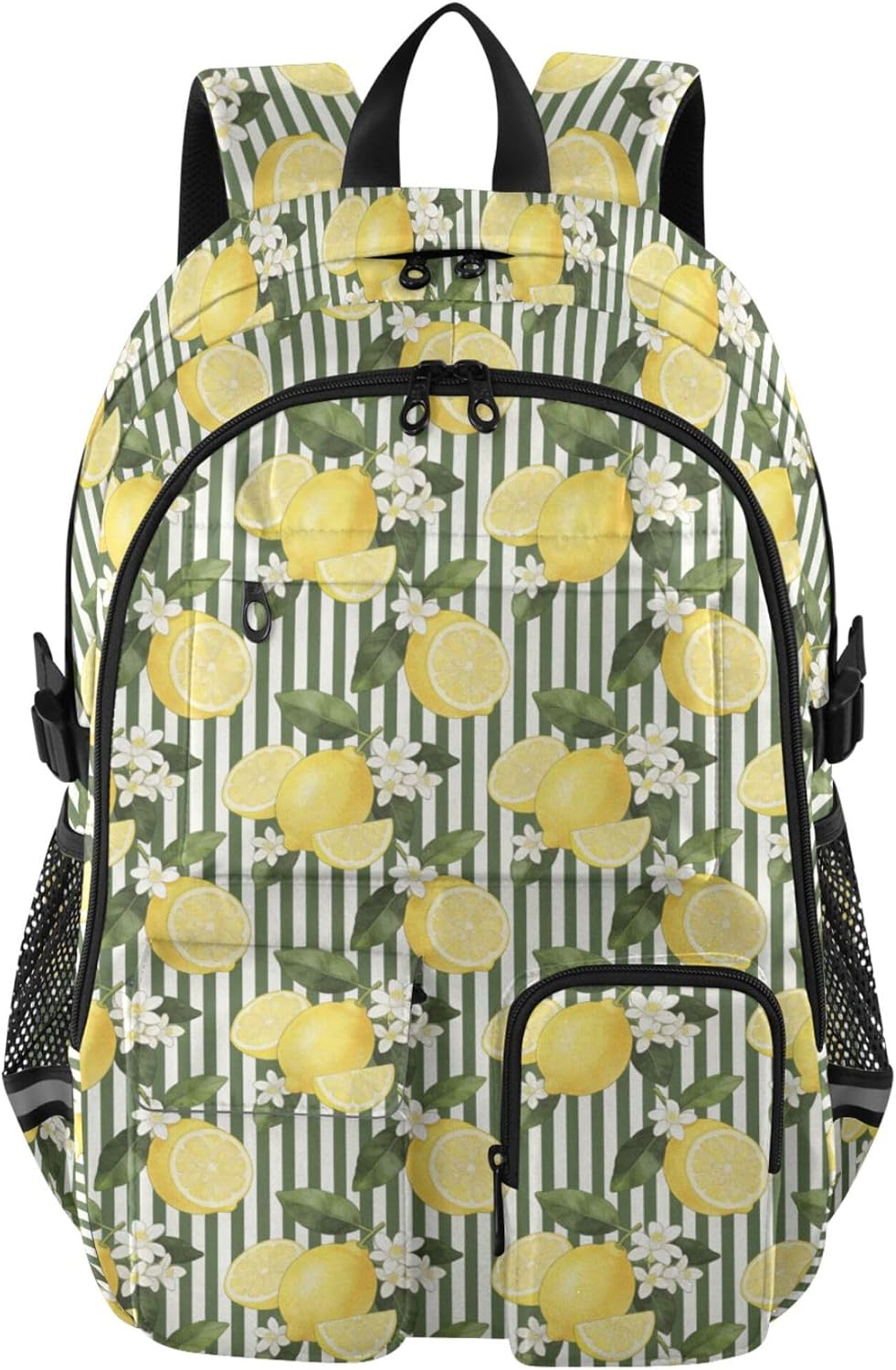 OTVEE Lemon Leaf Pattern School Backpack Laptop Travel Bookbag with Pockets