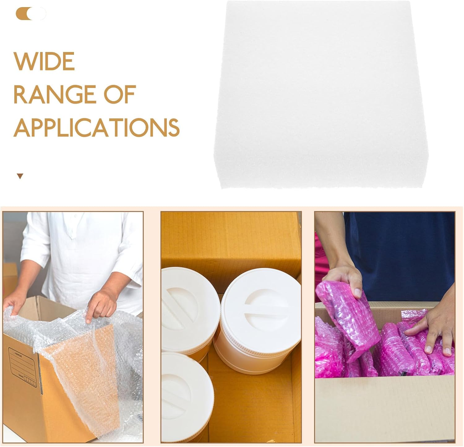 4pcs White Pearl Foam Board 15x15x5cm Professional Foam Inserts Packing Liners Shockproof Cushioning Pads for Shipping and Craft Packaging