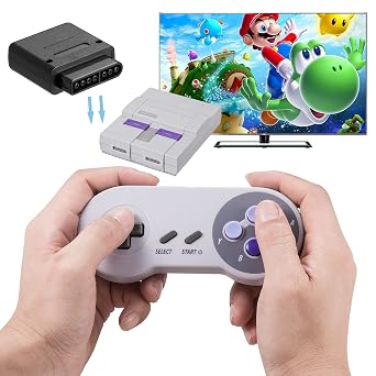 KIWITATA Wireless Controller for Original SNES Console, 2.4GHz Wireless Remote Gamepad for SNES Entertainment System Console&Windows PC& MAC&SFC
