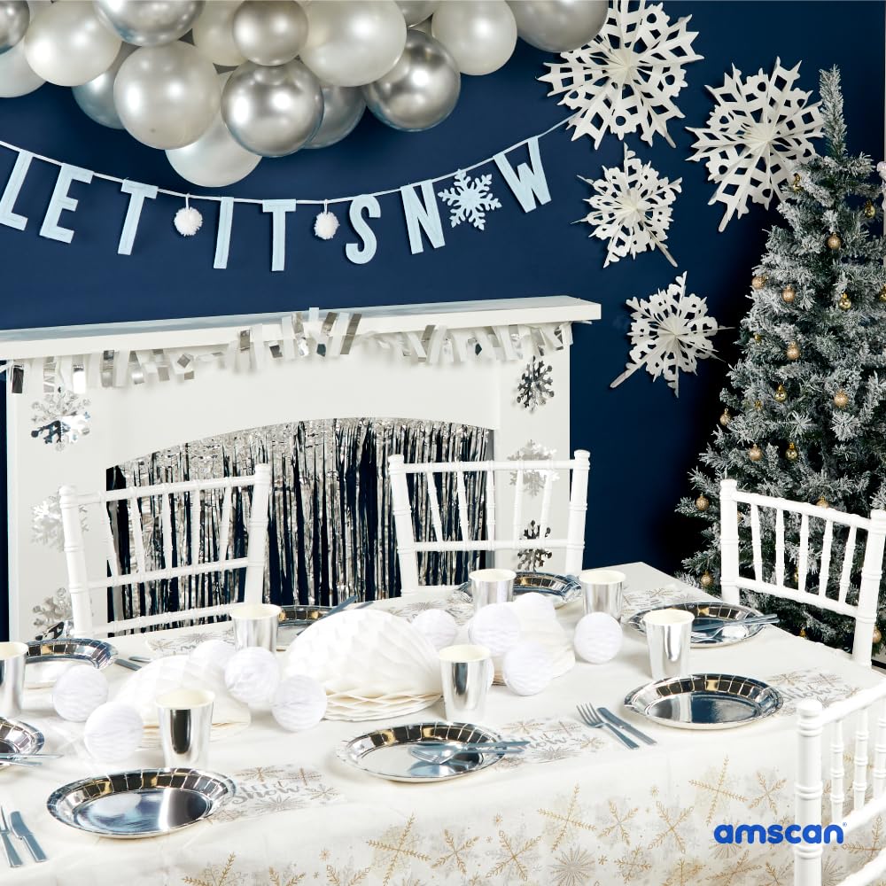 amscan 582174 'Let It Snow' papierowe kubki - 266 ml 7,62 cm gł. x 8,89 cm wys. - 8 szt
