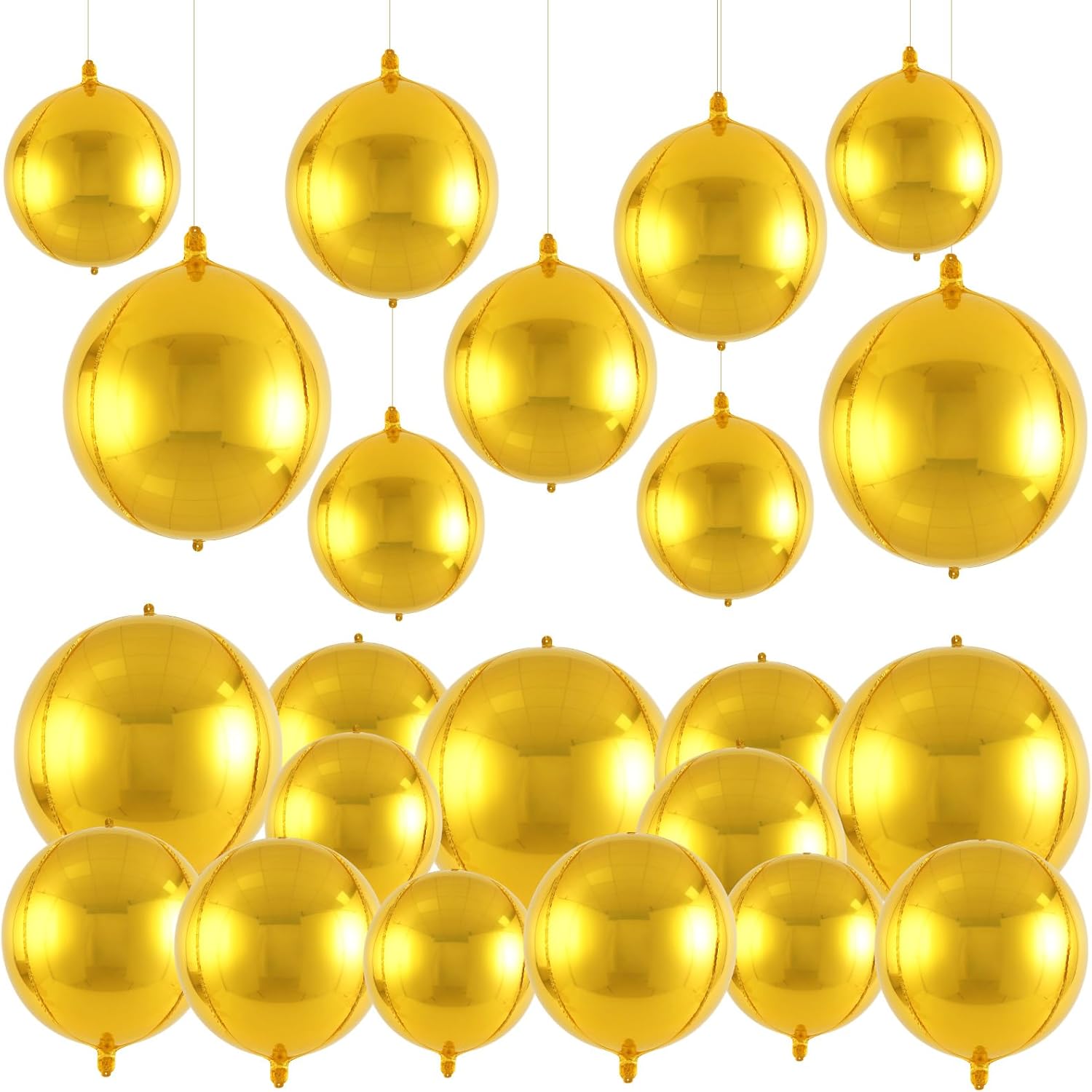 18 Pcs Gold Foil Balloons Shiny Round Balloons Set Large Balloon Arch for Birthday Graduation Wedding Bachelorette Party Decorations, 5 Pcs 22 Inches, 5 Pcs 15 Inches, 8 Pcs 10 Inches - Image 5