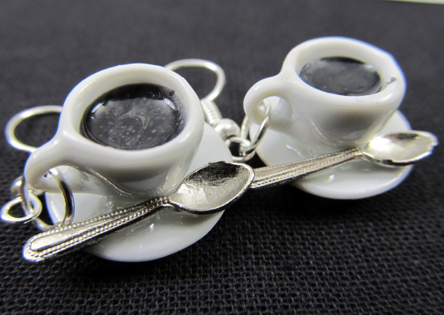 Cup Of Coffee With Spoon Earrings Tea Pot Cafe Miniblings Porcelain Ceramic