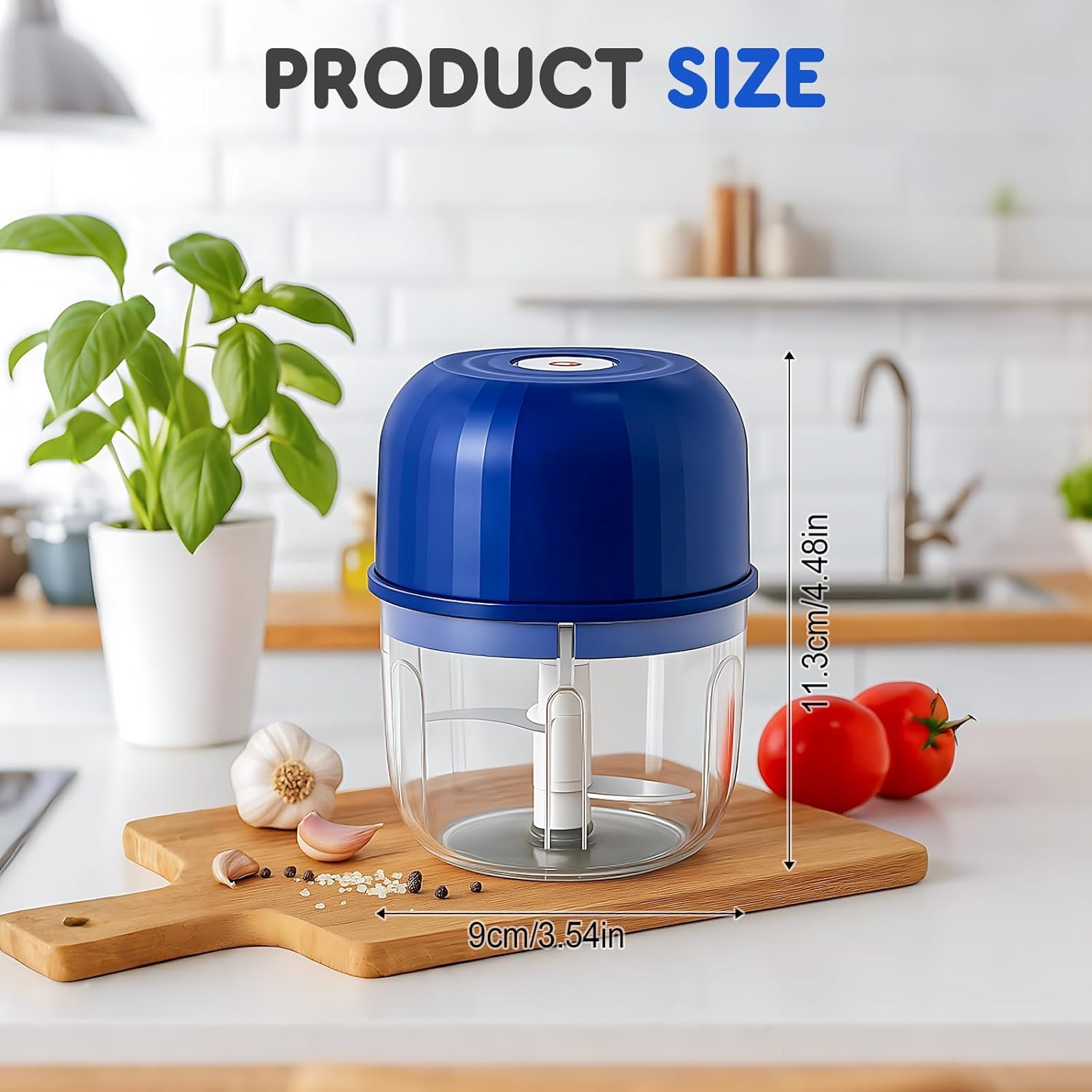 Electric Garlic Chopper, Mini Portable Veggie Chopper Garlic Grinder Onion Choppers, Wireless Electric Food Chopper Tool for Mashing Onion, Garlic, Chili, Ginger (Light Green + Blue)