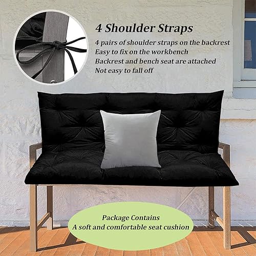 Miniatura 6 de Cojines de repuesto para columpio al aire libre, 2 o 3 plazas con respaldo, lavables con respaldo, jardín, patio, balcón, interior, cojín de banco