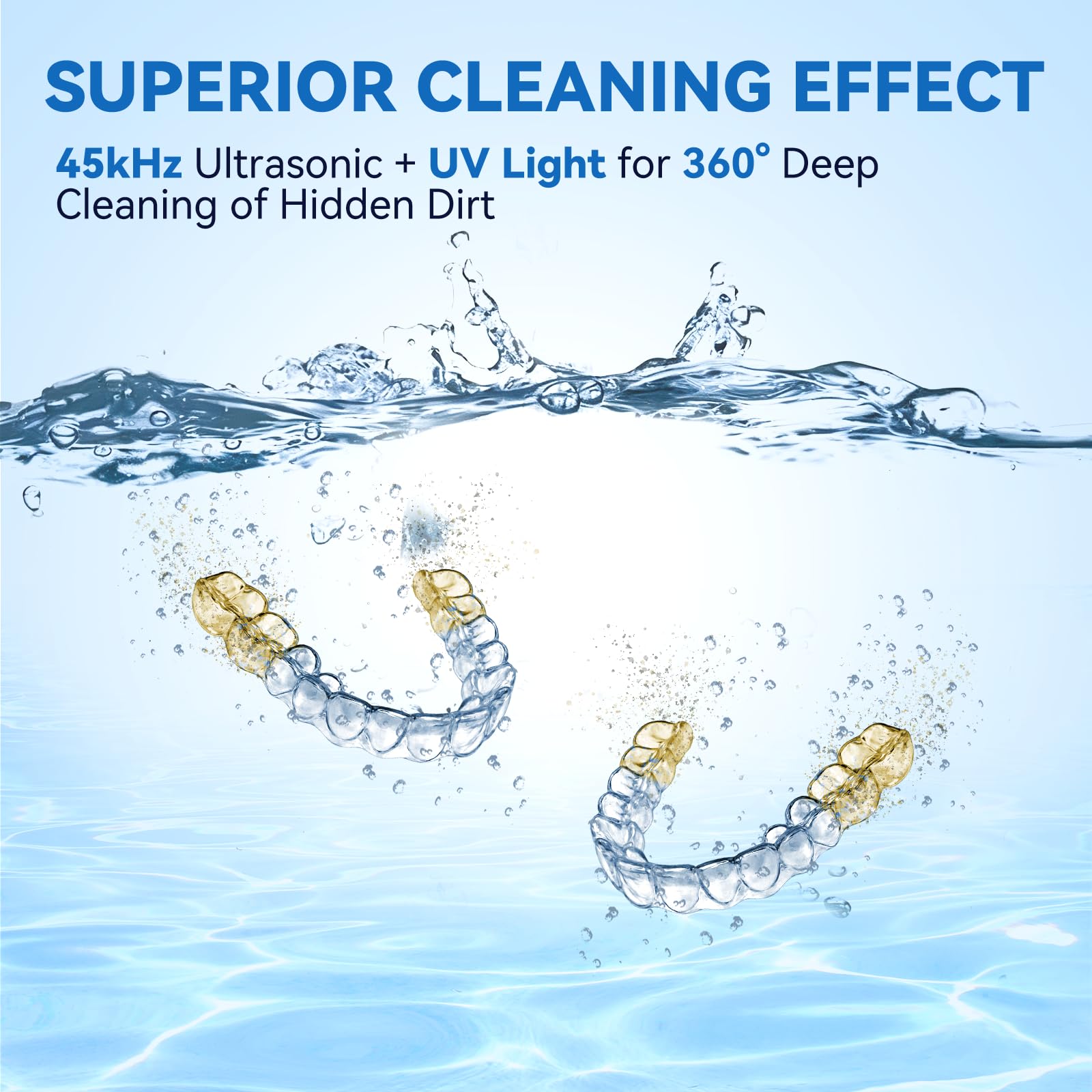 Dental Ultrasonic Retainer Cleaner Machine - Dental Cleaning Pod Protezy, Ochraniacz jamy ustnej, Aligner, Night Guard