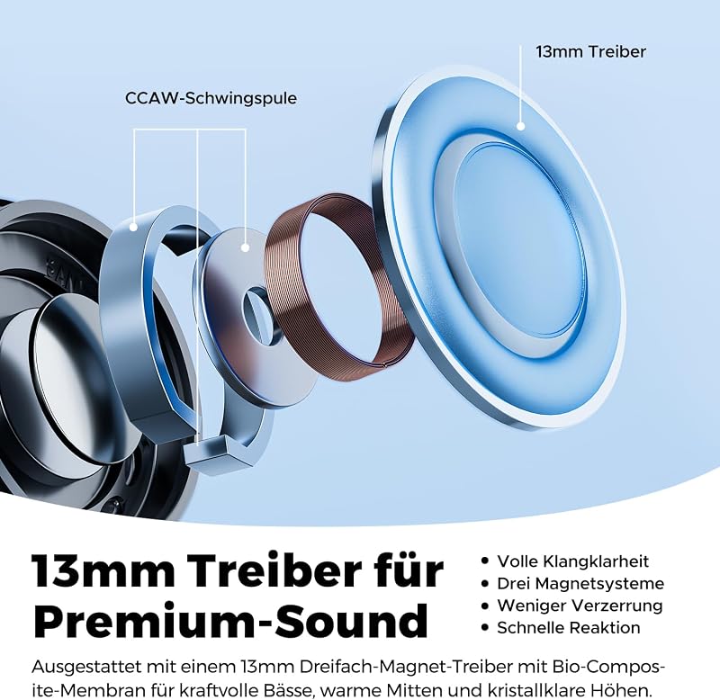 Căști wireless semi-in-ear SoundPEATS Air6 HS Bluetooth 6.0, 13 mm, tri-magnetic, LDAC, Hi-Res, ENC, IPX5, 45 ore