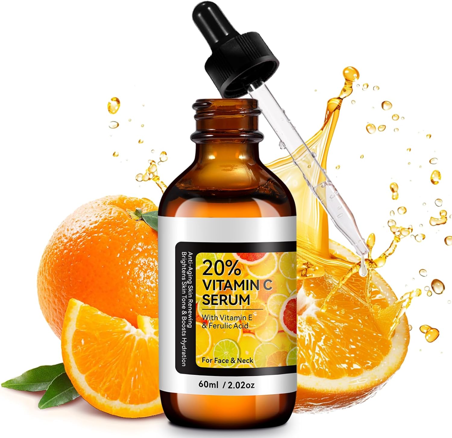 Vitamin C Facial Serum, 20% Hyaluronic Acid, Serum with Niacinamide, Korean Skincare Hyaluronic Acid, Powerful Vitamin C, Against Dark Spots, Wrinkles and Fine Lines, Anti-Ageing, 60 ml