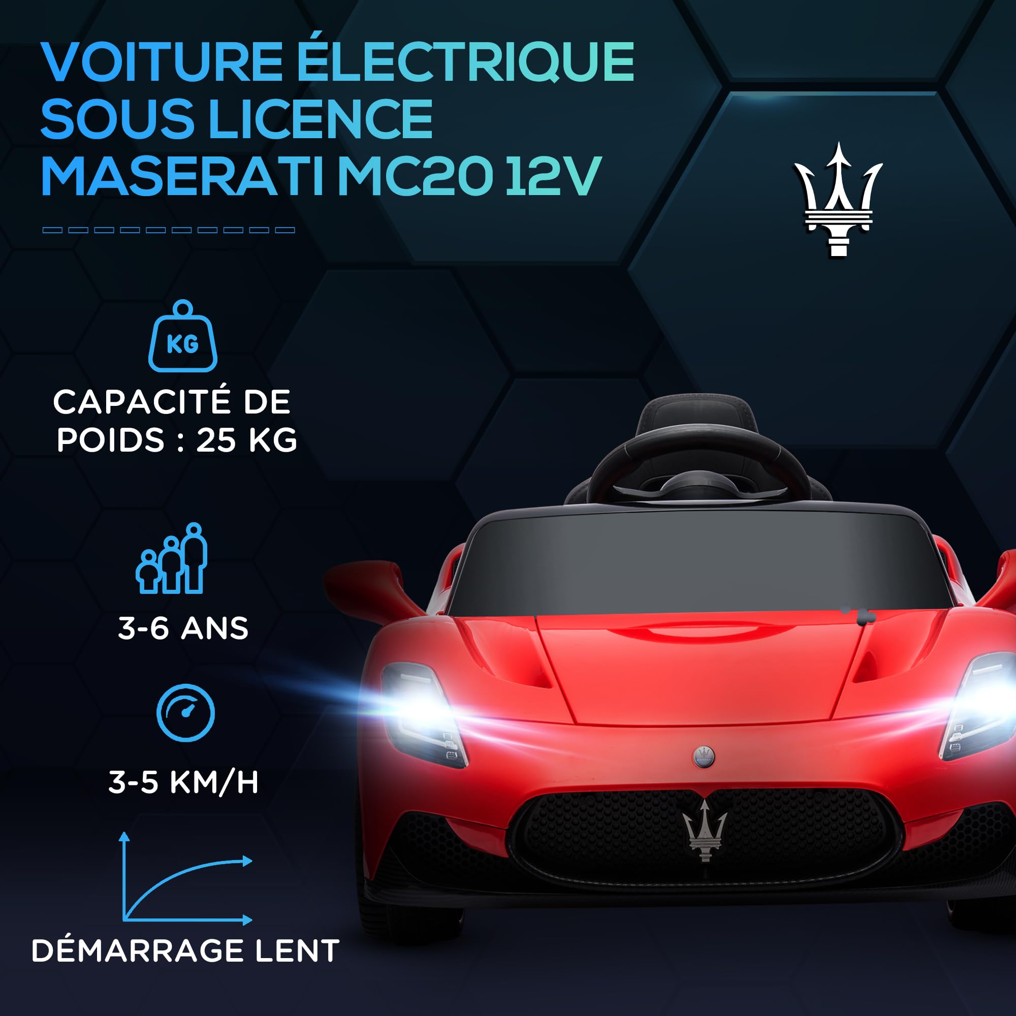 AIYAPLAY Voiture Électrique Enfants sous Licence Maserati MC20 12V Rouge