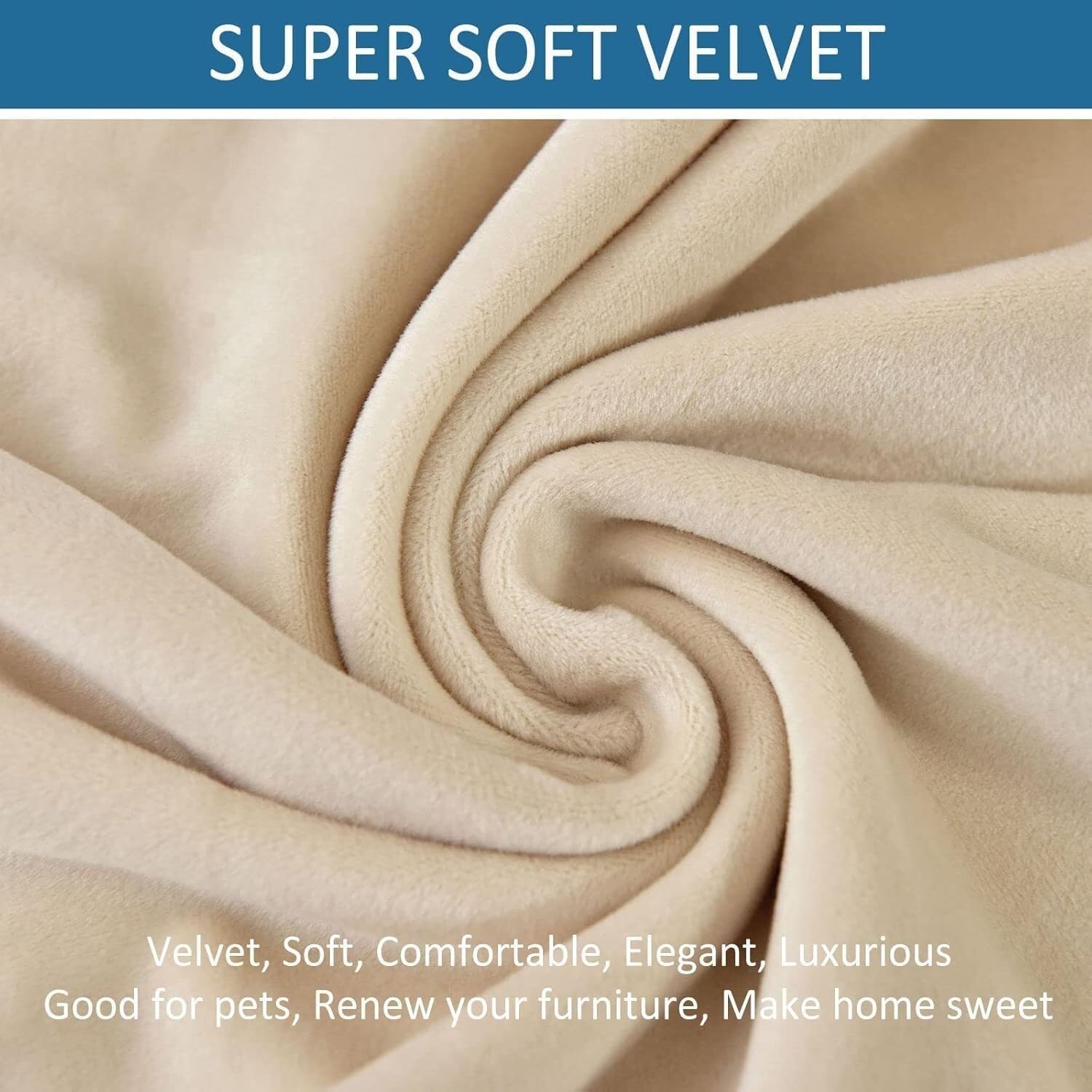 Velvet Plush Couch Cover for Recliner with Pockets 1/2/3 Seat Stretch Sofa Slipcover Featuring Plush Soft & Comfortable Fabric, SlipResistant, Form Fit Stretch Furniture Protector(Beige,3-seater)