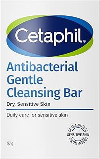 Cetaphil Antibacterial Bar | Deep Cleansing Face and Body | Dry to Normal Sensitive Skin | Soap & Fragrance Free