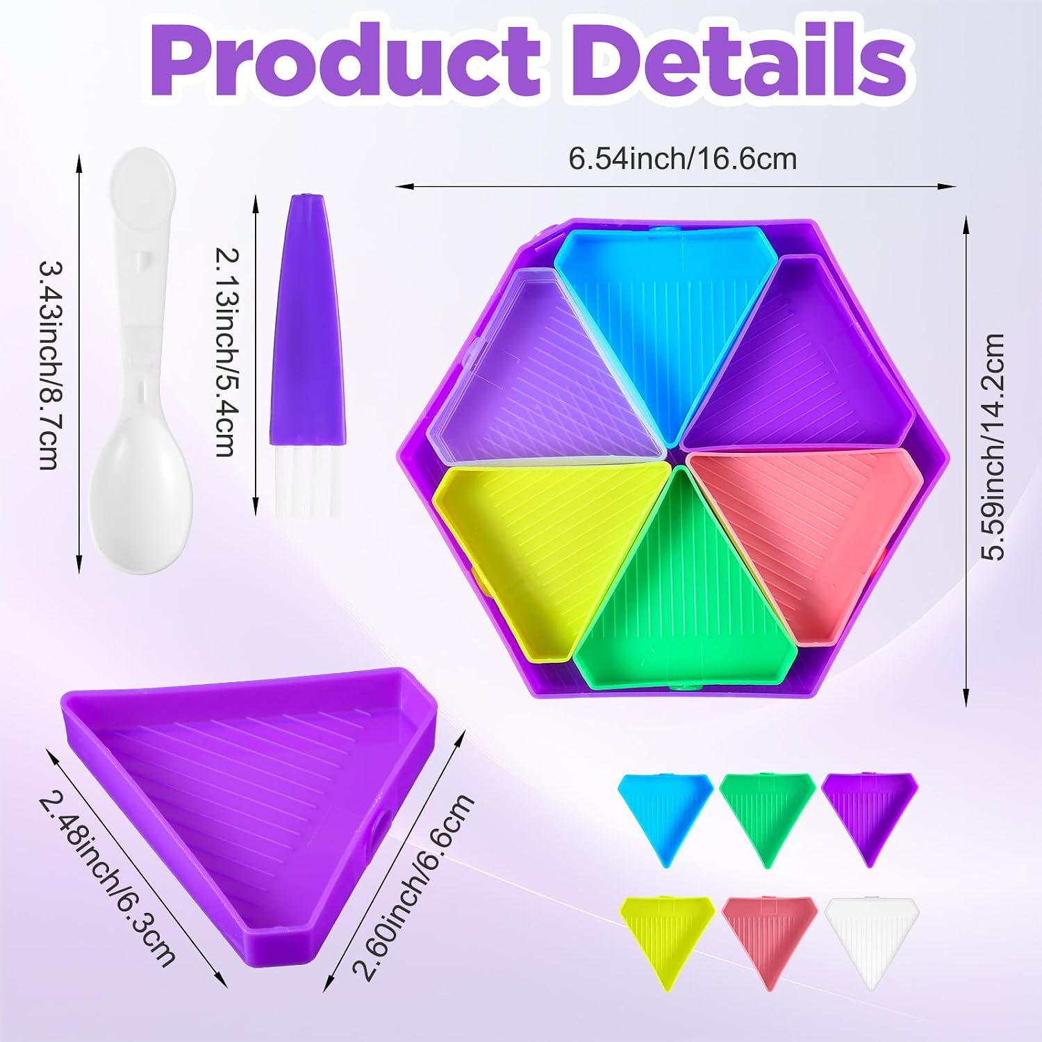 9Pcs Diamond Art Trays Kit V-Shaped Corner Bedazzling Diamond Tray | Corner Opening Diamonds Tools, Organizer Triangles with Brush and Spoon, Rhinestone Bead Tray, Adults DIY Paintings Craft