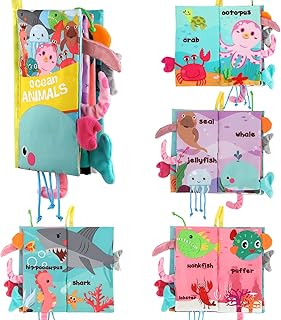 Baby Soft Book, Cloth Baby Books, Crinkle Soft Baby Books 0-6 Months, Soft Books for Babies, Baby Books Toys, Sensory Toys 0-12 Months, Touch and Feel Crinkle Cloth Books for Baby Girl Boy