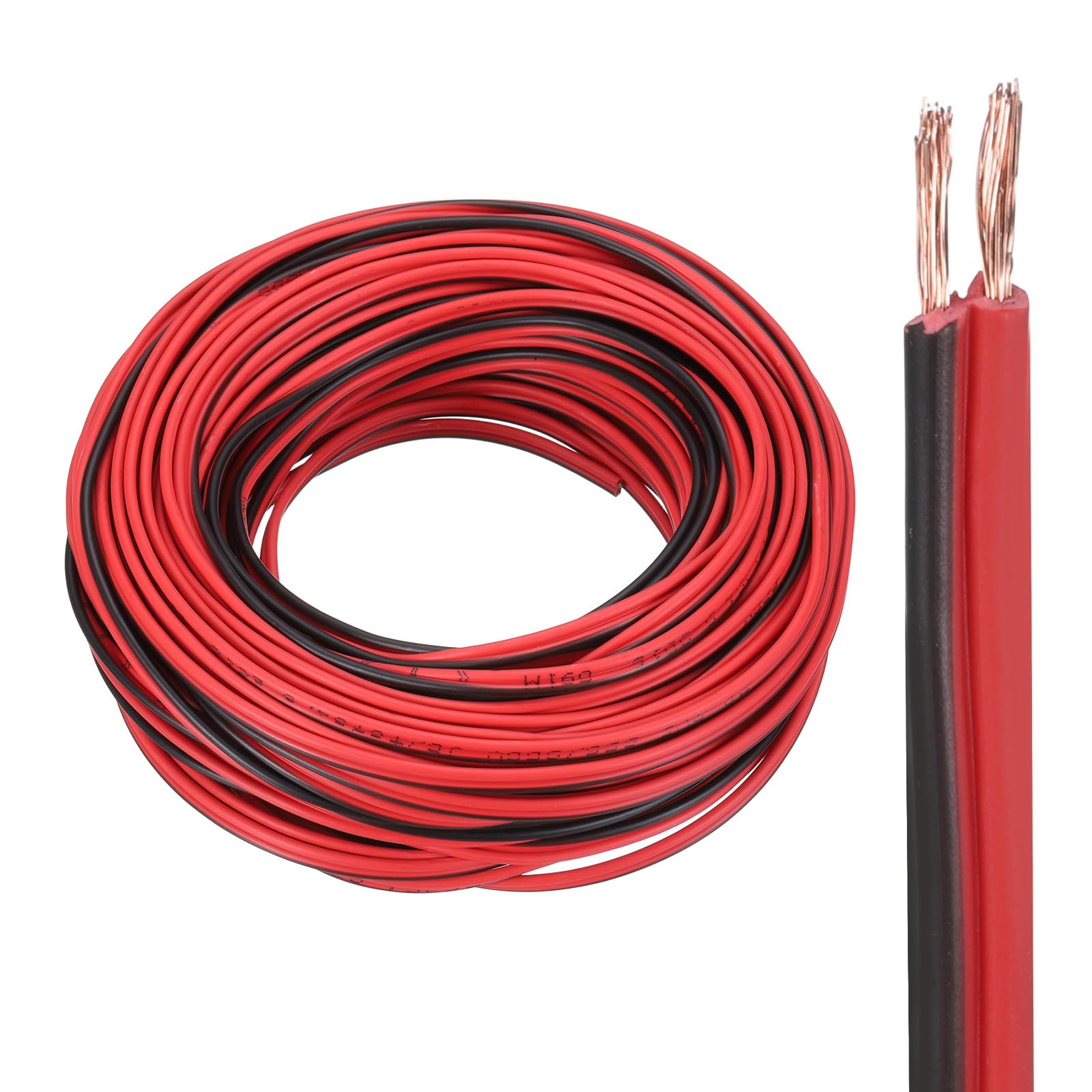 sourcing map 18 Gauge 2 Conductors Electrical Wire, 75ft Red Black Cable Copper Clad Aluminum Wire, Flexible PVC Extension Cord for Speaker LED Strips Lamp Automotive