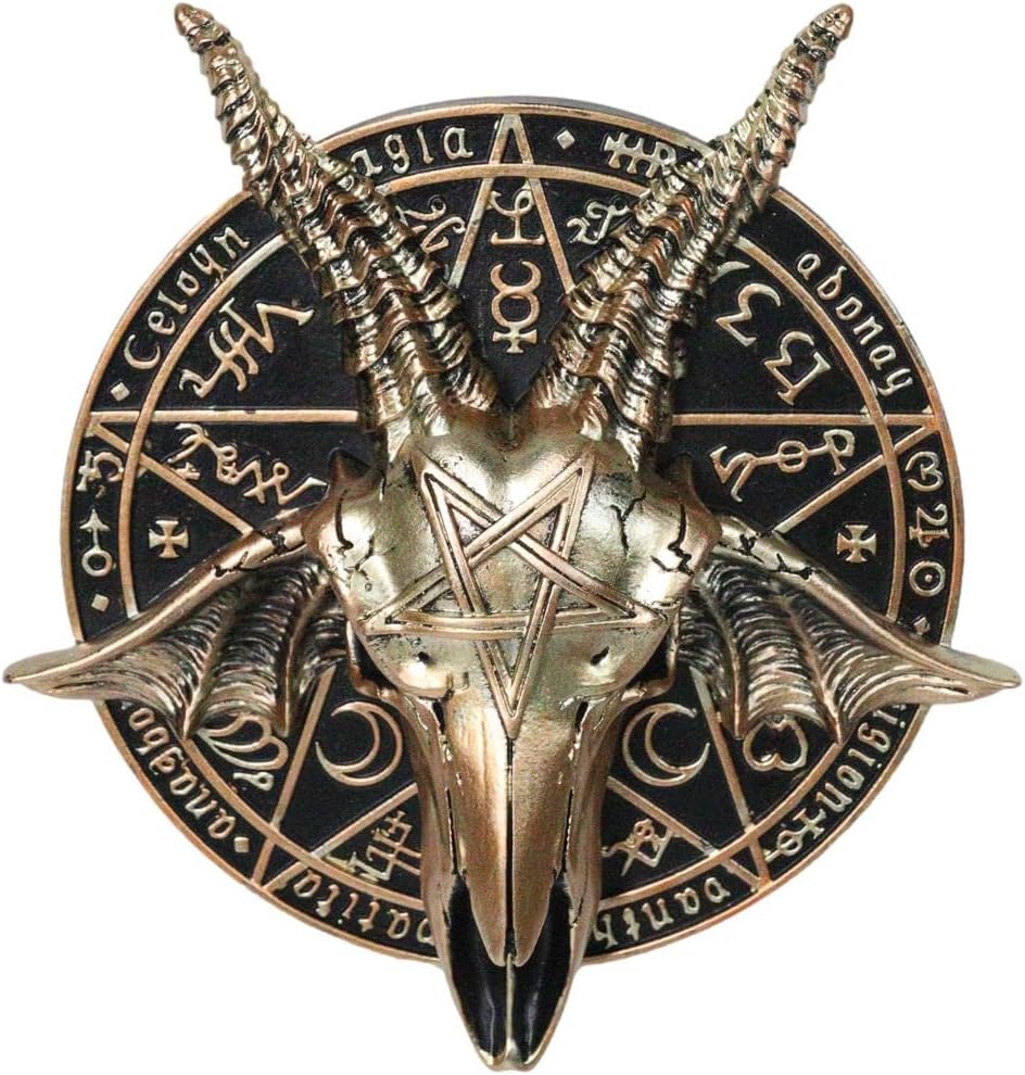 Ebros Gift Gothic Ornate Masque Ornament Collection Desktop Plaque Or As Wall Decor Macabre Halloween Ossuary Themed Accent (Pentagram Sabbatic Goat Baphomet Masquerade)