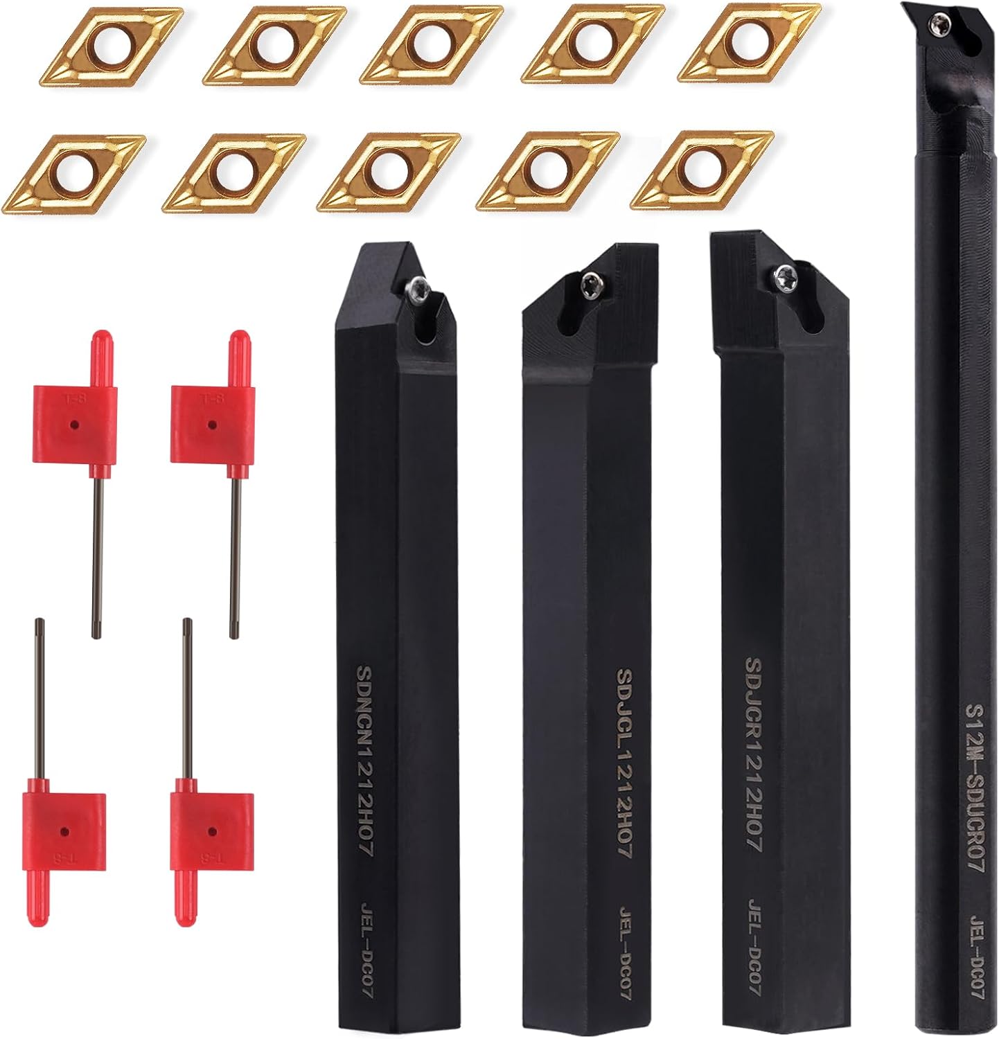 Gluwoer Indexable Lathe Turning Tool 1/2" Shank 14PCS Kit4PCS Metal