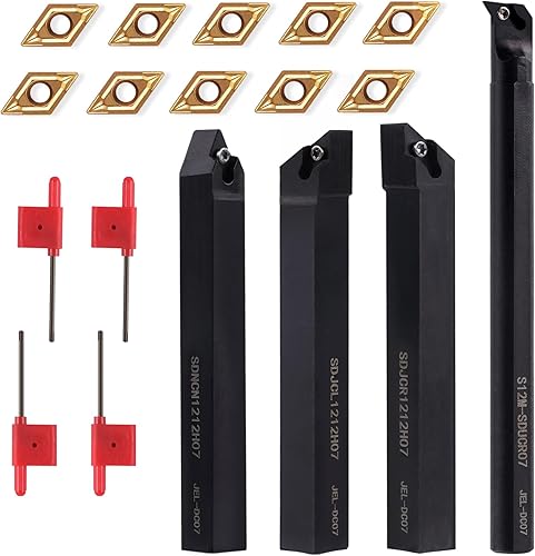 Herramienta de torneado de torno indexable, vástago de 12 pulgada, kit de 14 piezas, 4 piezas, soporte de herramientas de torno de metal, 10 piezas