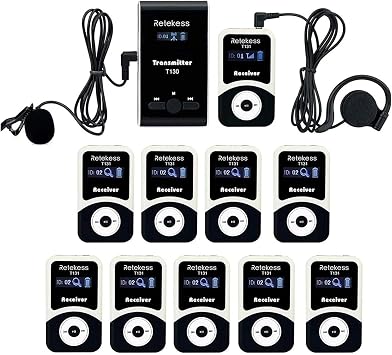 Retekess T130 Wireless Tour Guide System, Audio Tour Guide System 1-10 | for Factory Tours, Travel, College, PLL Technology, 60m Range, Clear Sound Quality, 12H Standby, Type-C Charging