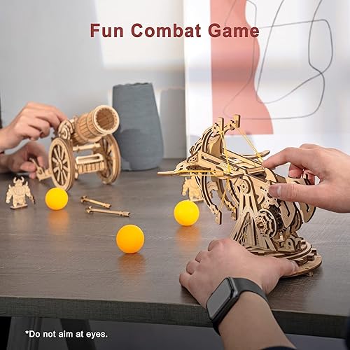 Miniatura 2 de ROKR Juego de rompecabezas de madera 3D para adultos, juego de lanzador de catapulta balista de madera, proyectos STEM, juguetes para niños y niñas