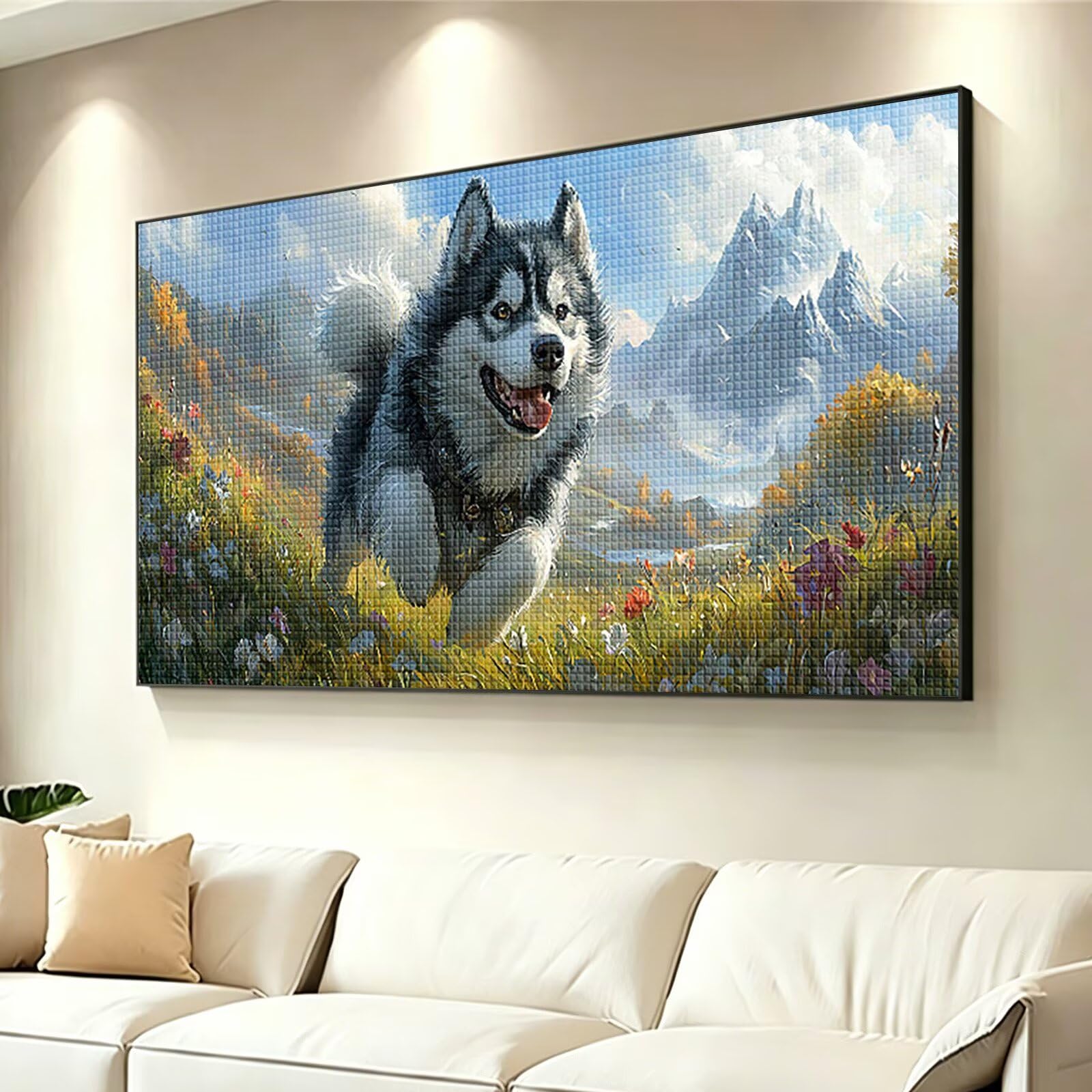 Diamond Painting Adultos Perro Pintura Diamante, Animal Diamond Painting 5D Completo, DIY Cuadrado Bordado Punto de Cruz Cuadros de Diamantes Kit para Decoracion Hogar, Regalo Mujer 160x80cm 0J-112