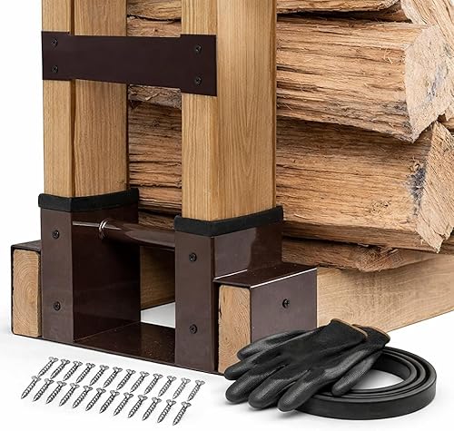 TIDYBOSS Paquete de 2 estantes para leña para exteriores, soportes de 2 x 4 para madera, soporte de troncos para almacenamiento de madera, ajustable