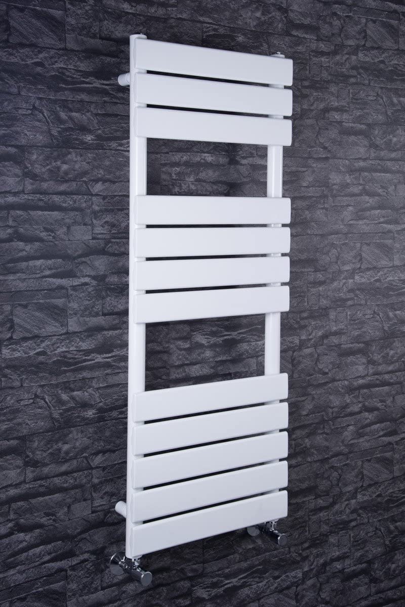 Warmehaus White Flat Panel Heated Towel Rail Radiator Ladder Rad 1200 X 450Mm Bathroom Central Heating