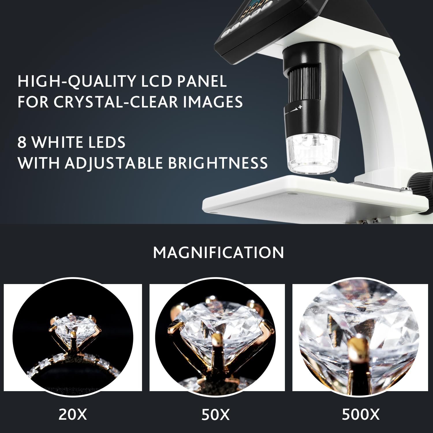 Levenhuk DTX 500 LCD – Digitalmikroskop mit 3,5" Bildschirm, 20–500x Zoom, integrierter Kamera, Foto/Videoaufnahme, USB-Anschluss, kompatibel mit Windows & macOS, ideal für Schule, Labor & Hobby