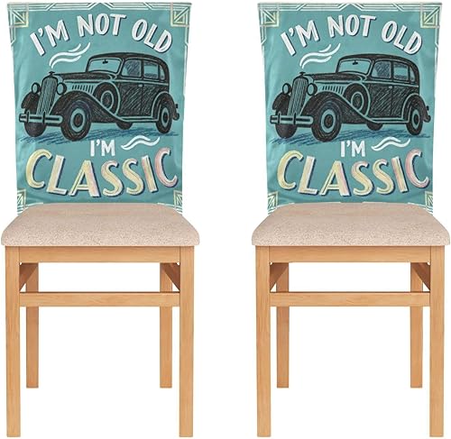 Trendy Retro 60s Car Print Chair Protectors Covers Washable for Ceremony Set of 2 Decorations Banquet Chair Covers protectores de sillas para comedor