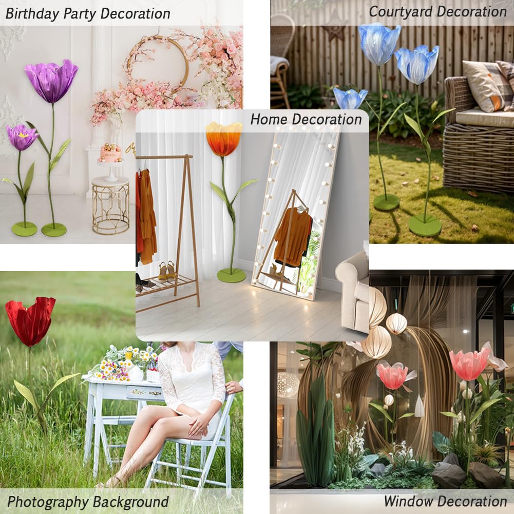 3 Stück Riesige künstliche Tulpen Blumen für Dekoration Hochzeitsempfang Riesige künstliche Eva Tulpe Blume für Geburtstag Hochzeit Arrangements Bankett Hintergrund Dekor Schaufenster Display