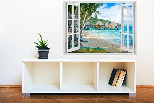 Vista 22 de Mi Alma Calcomanías de vinilo extraíbles 3D para pared, diseño de marco de ventana, amplia variedad de vistas realistas, fáciles de aplicar, Vista